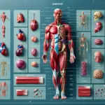 Detailed anatomical illustration showing the components of lean mass including muscles, bones, organs, and body fluids, displayed in a photorealistic
